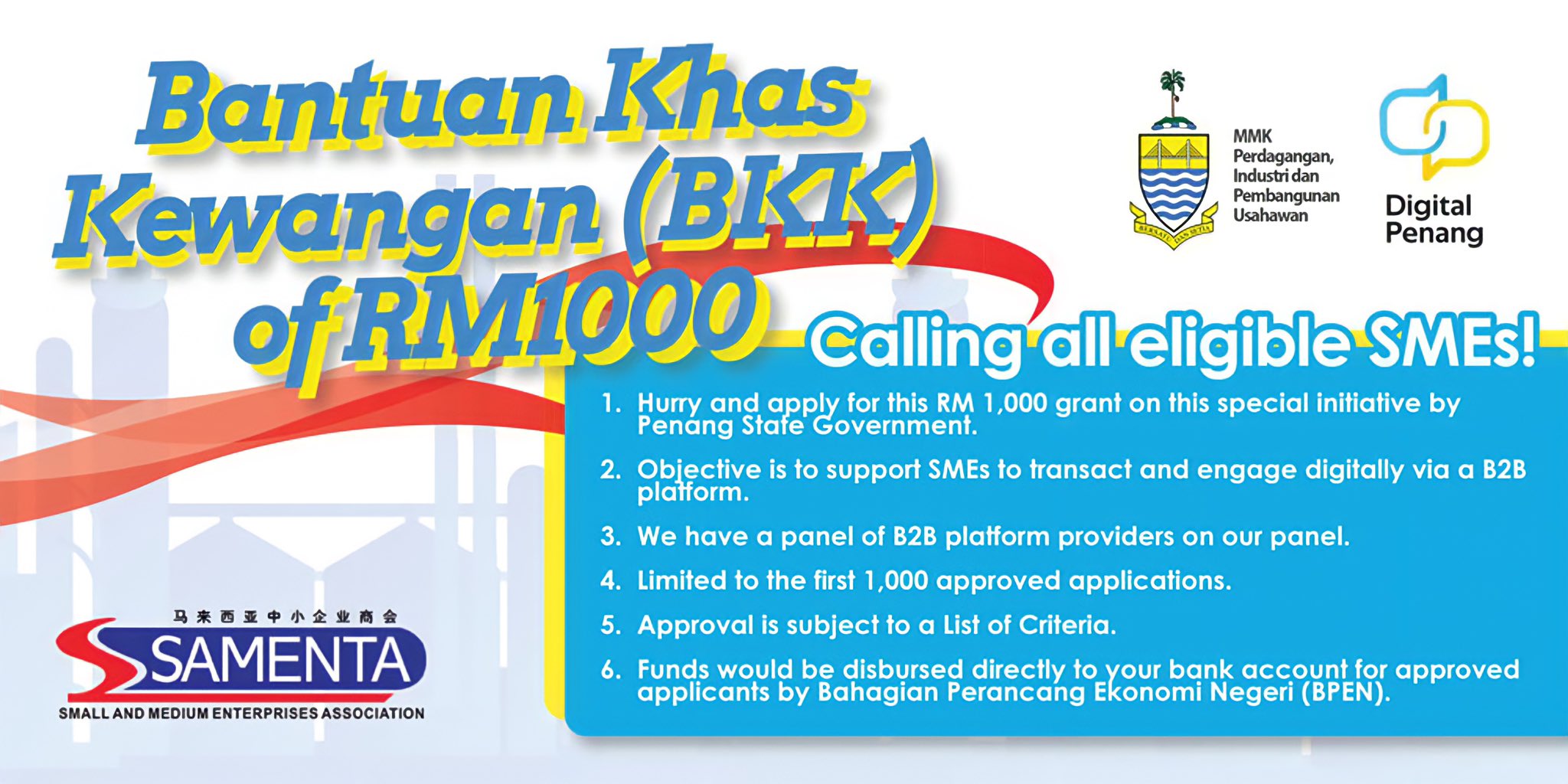 Penang Digital Grant RM1000 from Samenta