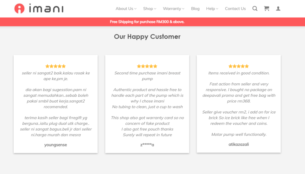 reviews on imani malaysia website home page