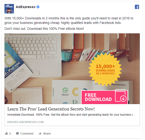 example of retargeting ads by ad espresso