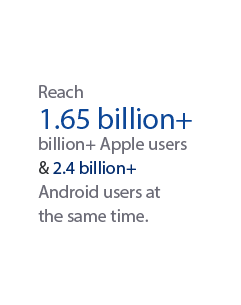 Reach 1.65 billion+ Apple users & 2.5 billion+ Android users at the same time