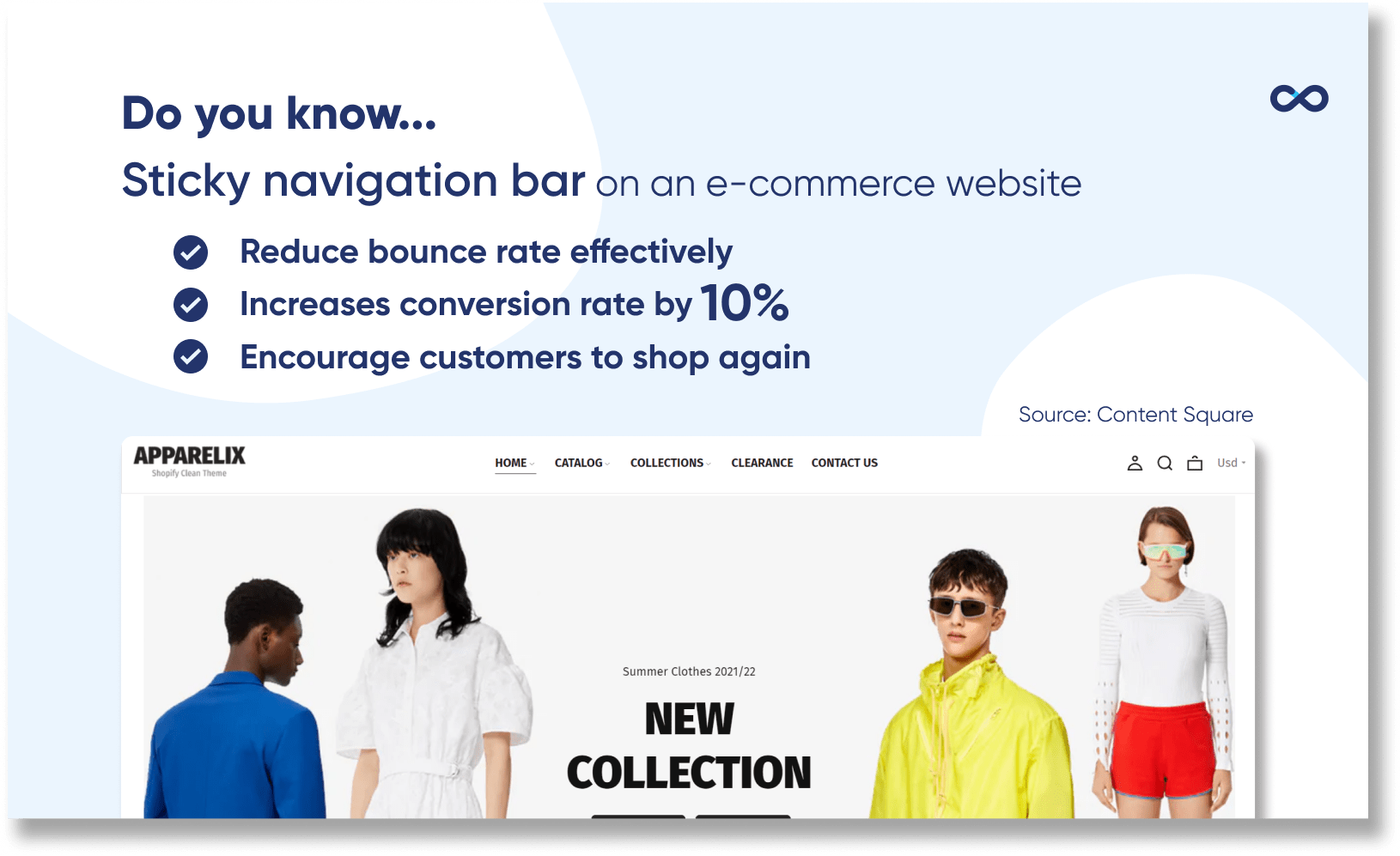 ecommerce stats using sticky header