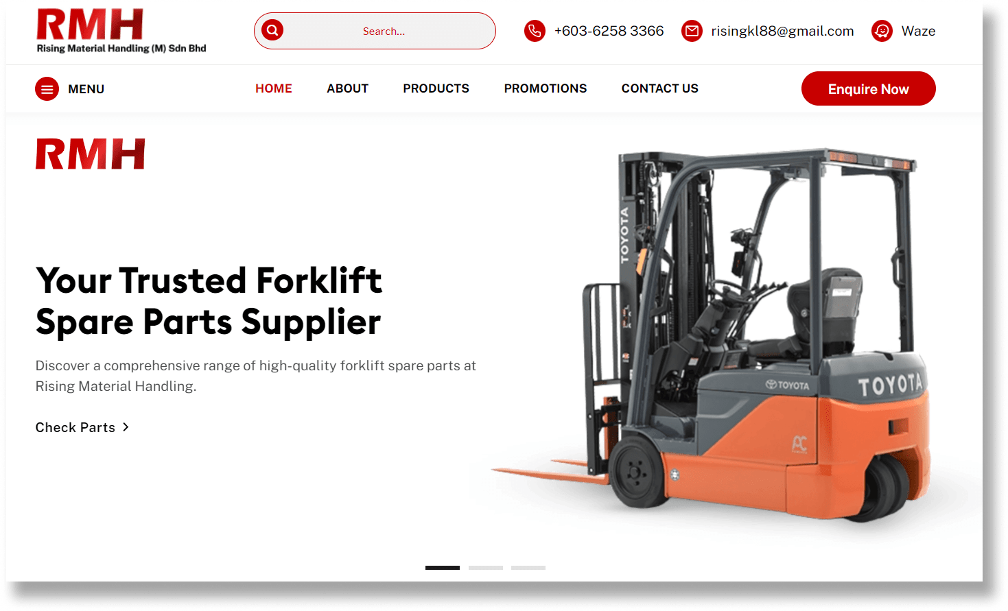 RMH forklift spare part accessories supplier home page