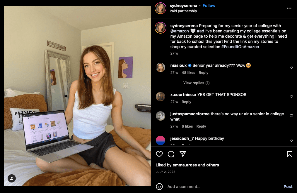 An influencer that collaborate with AMAZON