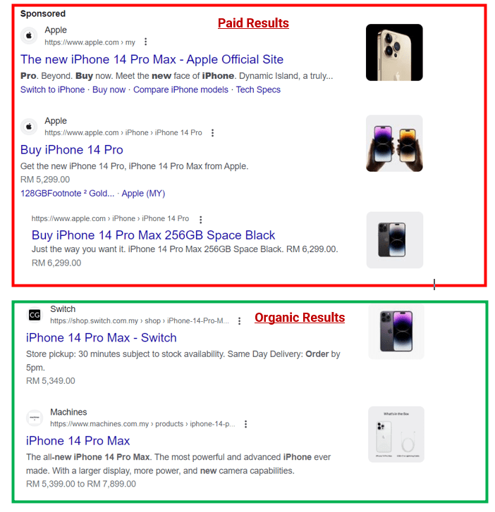 paid vs organic results