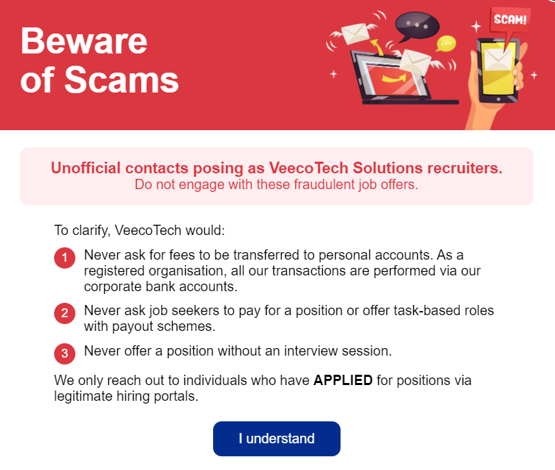 scam alert popup on VeecoTech