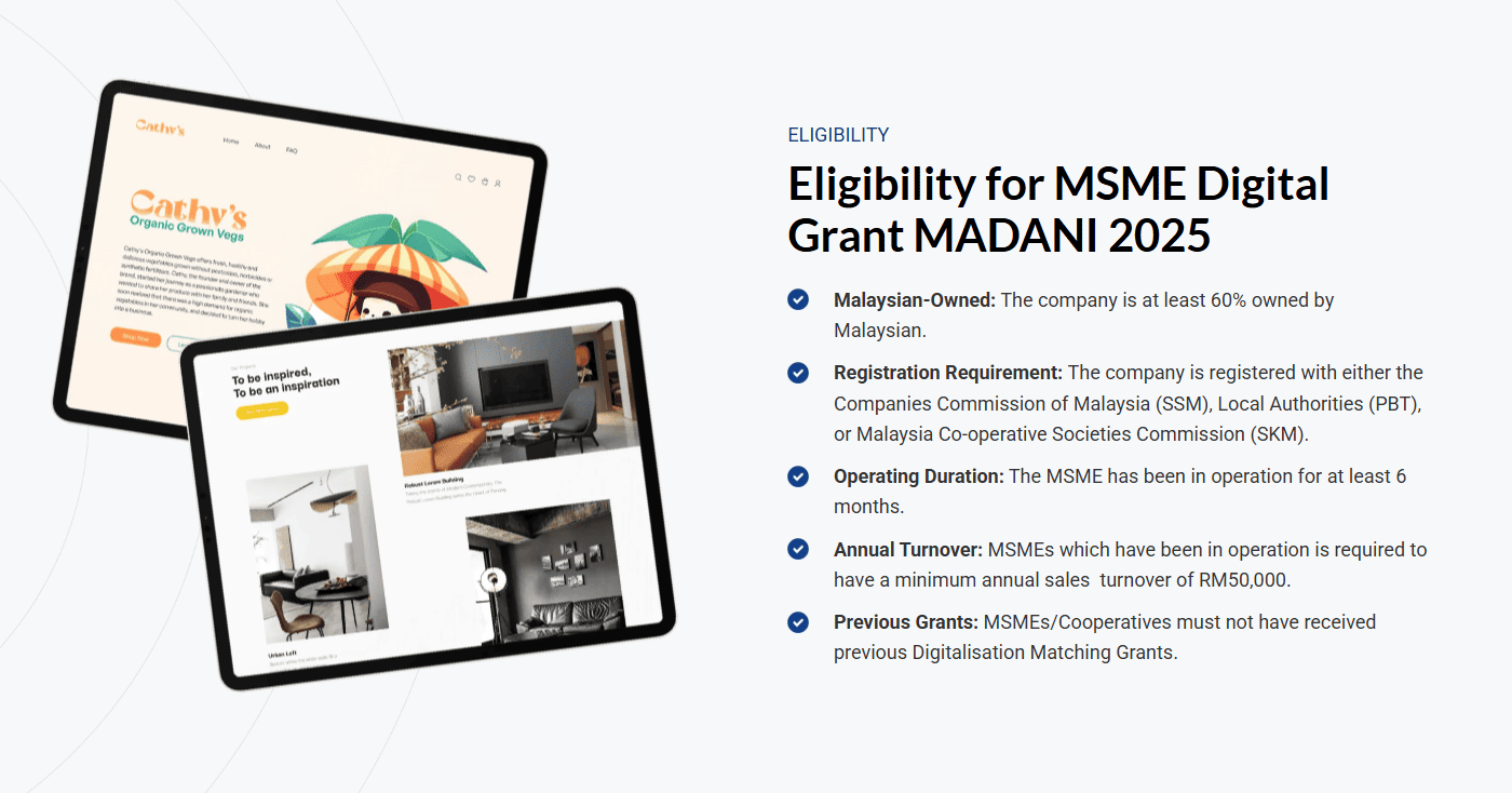 eligibility criteria for the msme digital grant