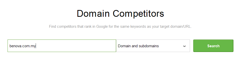 A screenshot of domain competitors using Rank Tracker