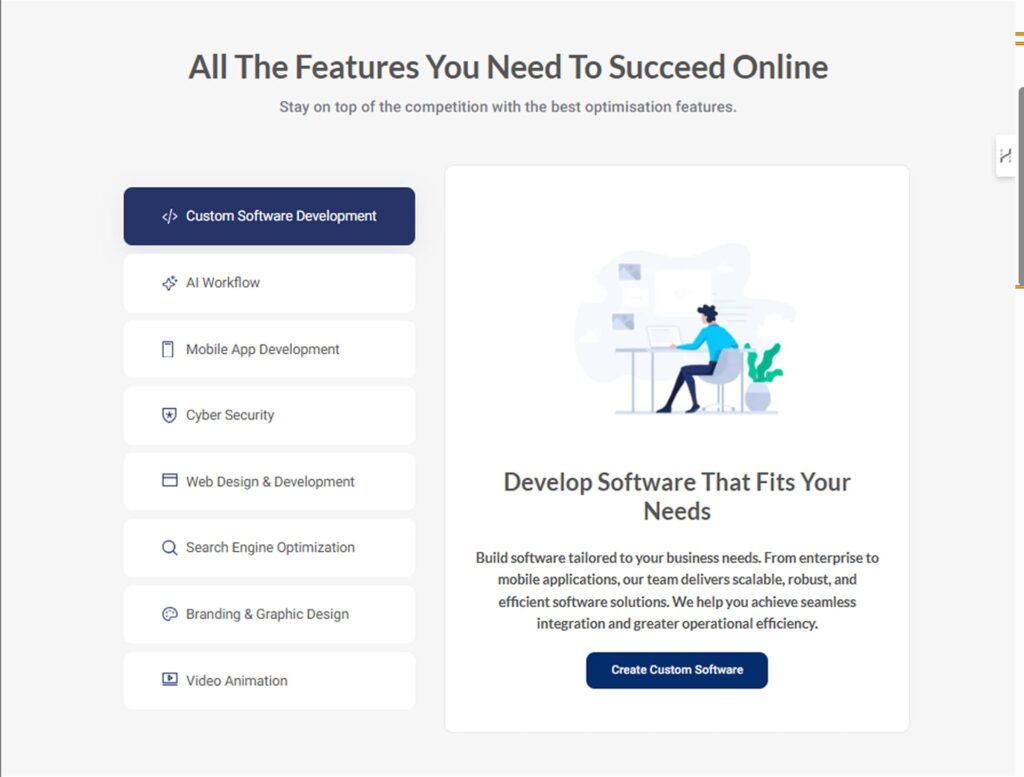 A screenshot of Veecotech homepage layout