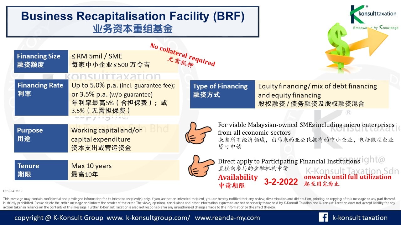 Business Recapatilisation Facility grant details