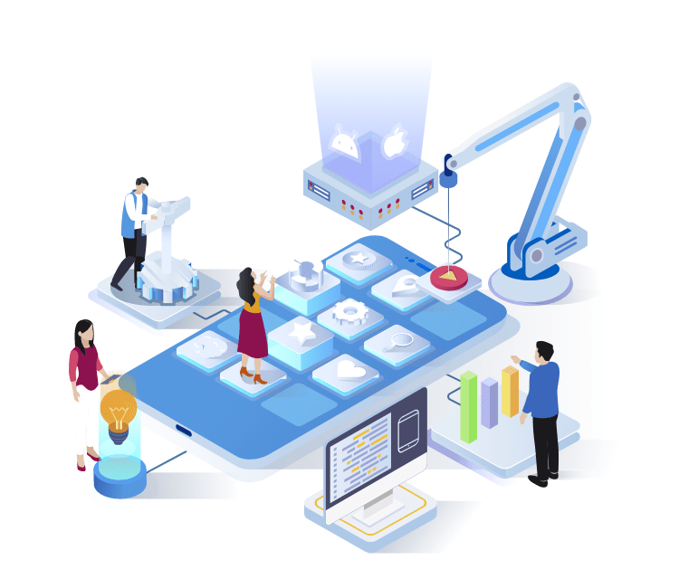 Vector of mobile app development