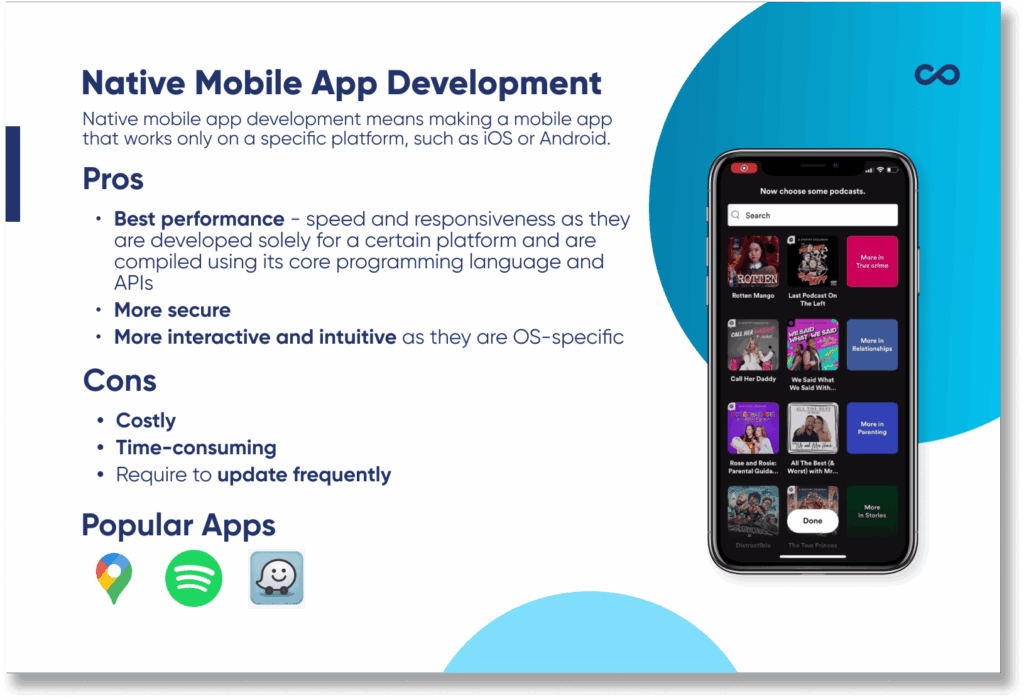 Illustration of native mobile app development pros and cons prepared by VeecoTech
