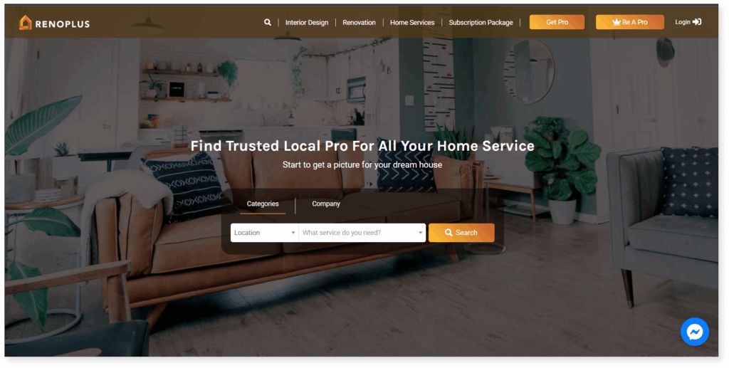 A screenshot of Renoplus homepage
