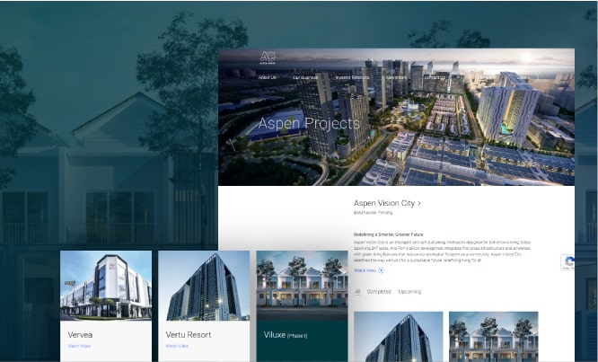 Aspen website mockup prepared by VeecoTech