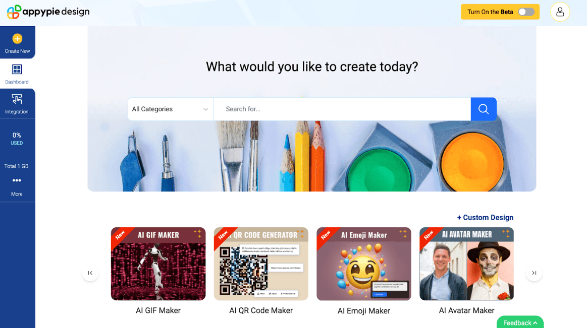 A screenshot of Appy Pie Design Collections