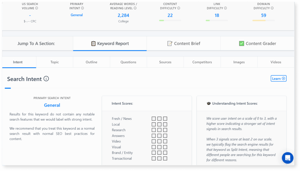 A screenshot of content harmony view