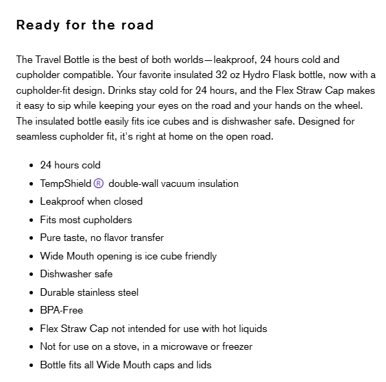 Hydro flask product description