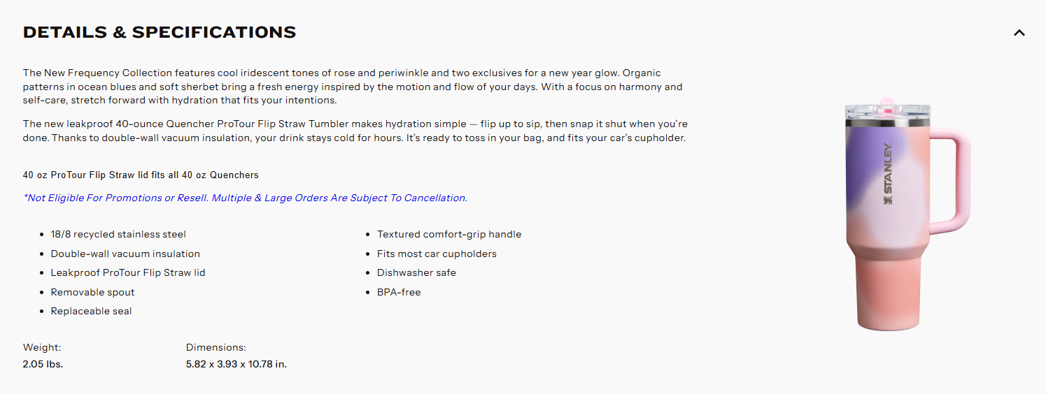 Stanley cup product description