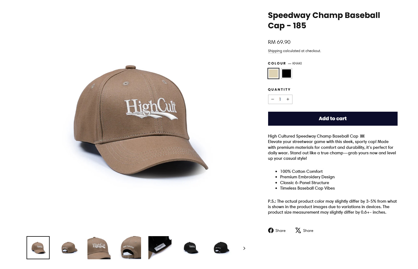 High cultured baseball cap description