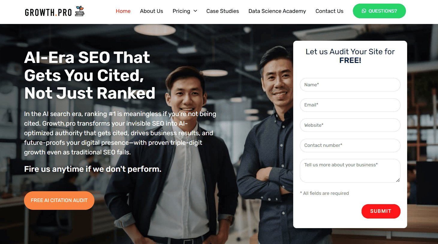growthpro website homepage