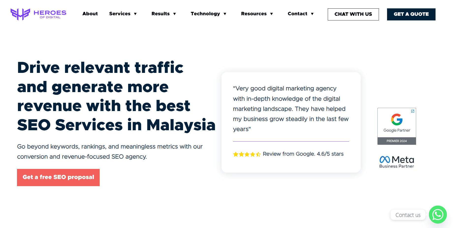 heroes of digital seo service page