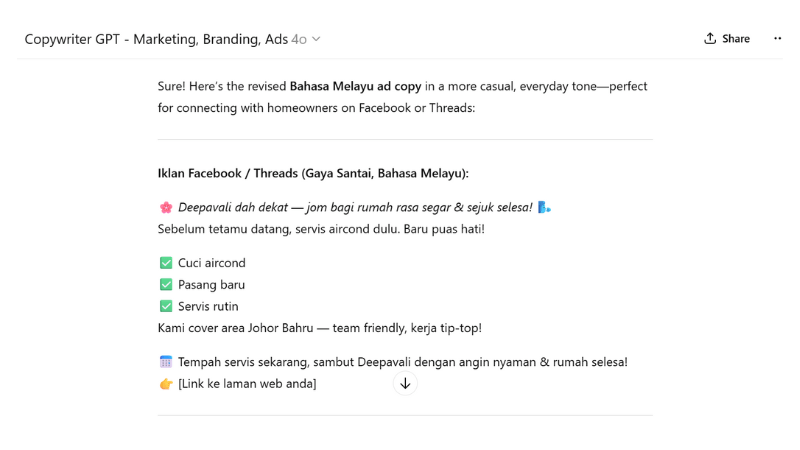 Copywriter GPT Bahasa Melayu